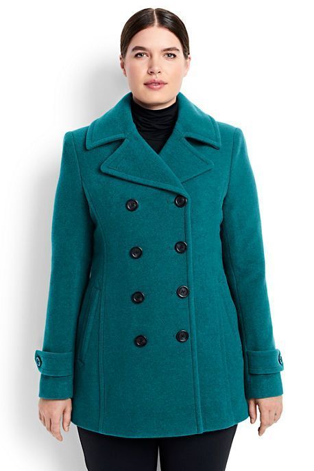 Lands End Women S Plus Size Wool Peacoat Gemstone Teal Coats Coat Plus Size Peacoat Coats, Long Pea Coat Plus Size