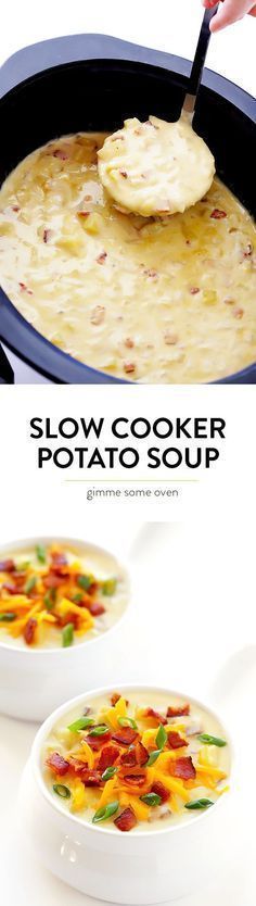 This Slow Cooker Potato Soup recipe is thick and creamy (without using heavy cream), it's wonderfully flavorful, and it's made extra easy in the crock pot!