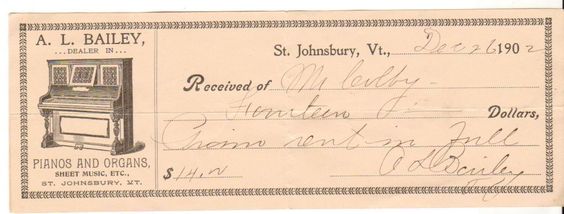 1902 Invoice Billing Receipt AL Bailey Pianos and Organs St - invoice billing 1902 Invoice Billing Receipt AL Bailey Pianos and Organs St - invoice billing