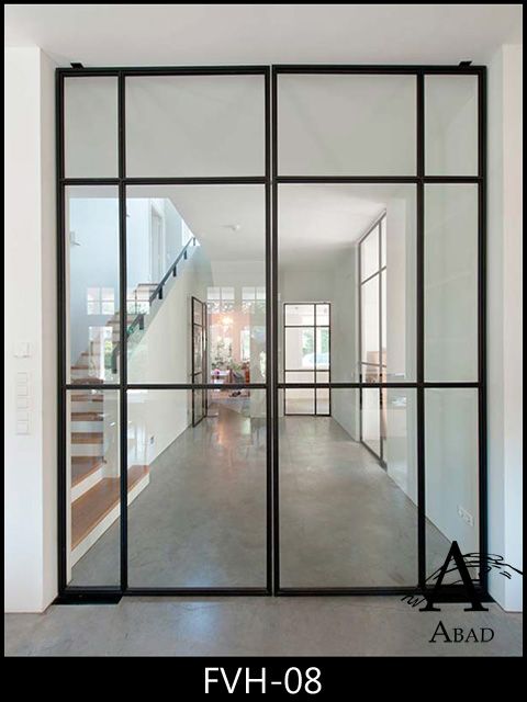 Puerta Doble Con Laterales Fijos Puertas De Cristal Diseños De Puertas De Cristal Ventanas Interiores