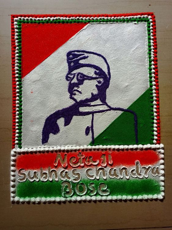 नेता जी सुभाष चंद्र बोस जयंती स्पेशल रंगोली। Tricoloured Rangoli/ 26 January Rangoli/ Republic Day. #Netajisubhaschandrabose #Republicday #26January #Reemasharmakirangoli