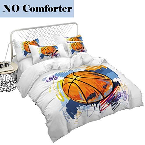Junsey Colorful Basketball Bedding Set 3D Oil Painting Sports Duvet Cover Set Full Size Teens Boys Bedding Bedroom Decor