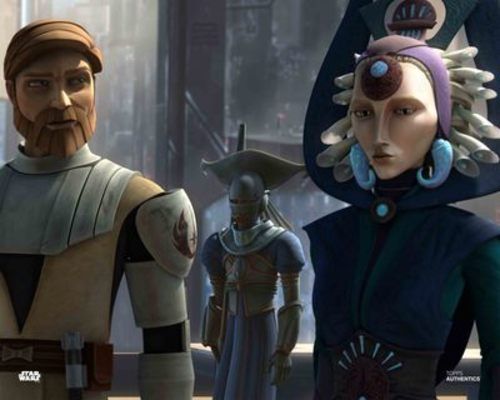 Satine Kryze and Obi Wan Kenobi star wars poster prints
