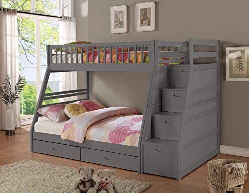 Darla twin over full staircase bunk bed with storage deals