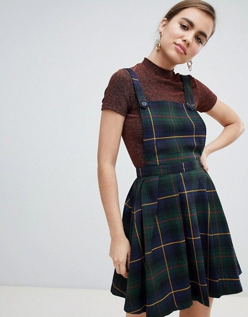 tartan dungaree dress