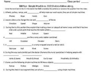 Bill Nye Motion Video Follow Along Sheet With Answer Key