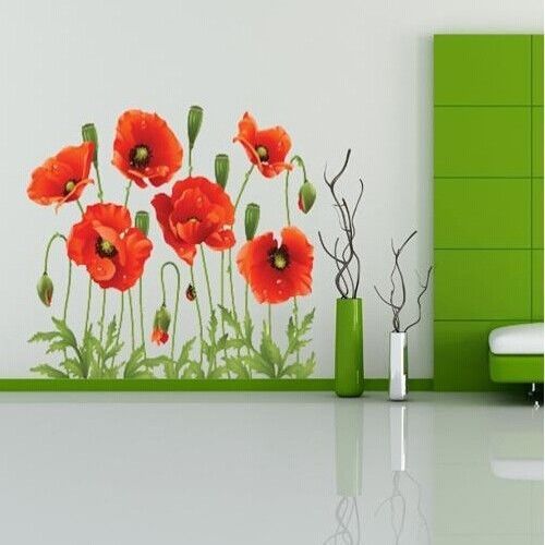 Poppy Flower Removable Wall Decal Diy Home Decor Art Vinyl Sticker Stickers Murals - Poppy Flower Wall Decals Poppy Flower Removable Wall Decal Diy Home Decor Art Vinyl Sticker Stickers Murals - Poppy Flower Wall Decals