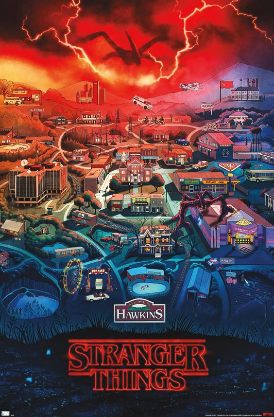 Netflix Stranger Things: Season 4 - Hawkins, Indiana Wall Poster, 14.725" x 22.375" - Walmart.com