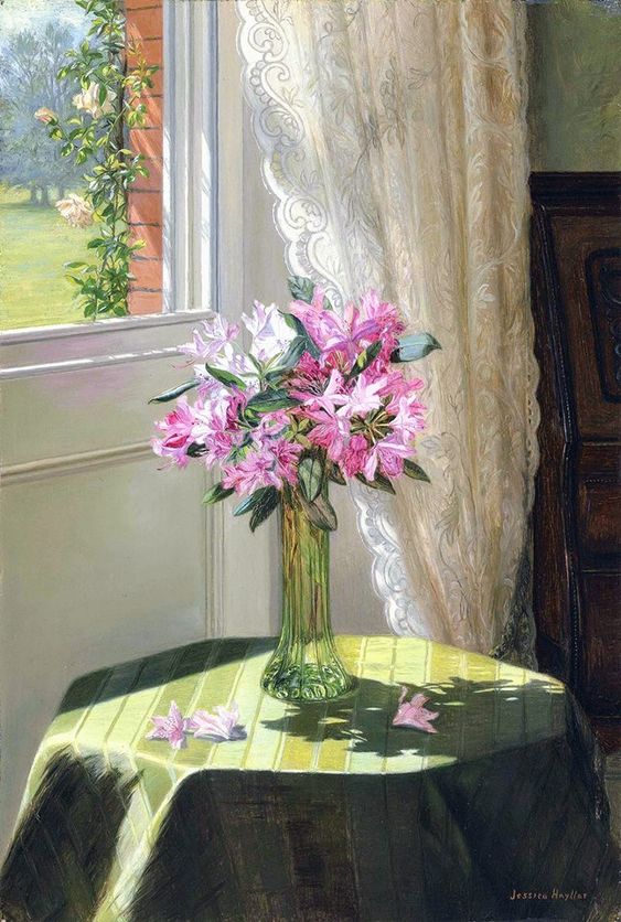 Jessica Hayllar (1858-1940) â Rhododendrons by a Window (647Ã960)