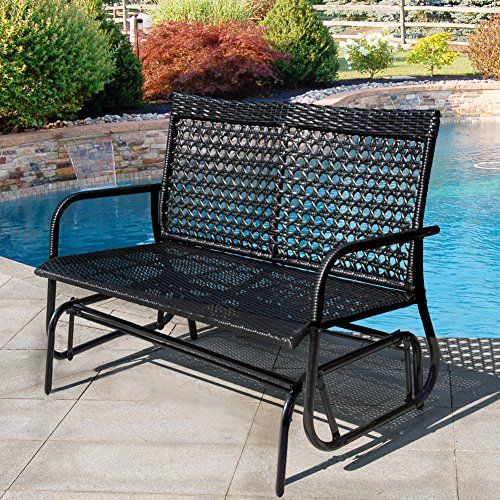Iwicker Patio Glider Bench Swing Chair Outdoor Rocking Loveseat with Cushions Red