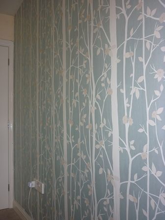 Laura Ashley Cottonwood Duck Egg Living Room Feature Wall