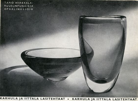 #finnishdesign #lasi #taidelasi #TapioWirkkala #suomalainen #muotoilu #vanhatmainokset #ervalatvala #1950