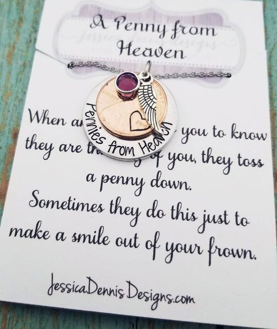 Pennies from Heaven Penny Memorial Necklace Memorial | Etsy