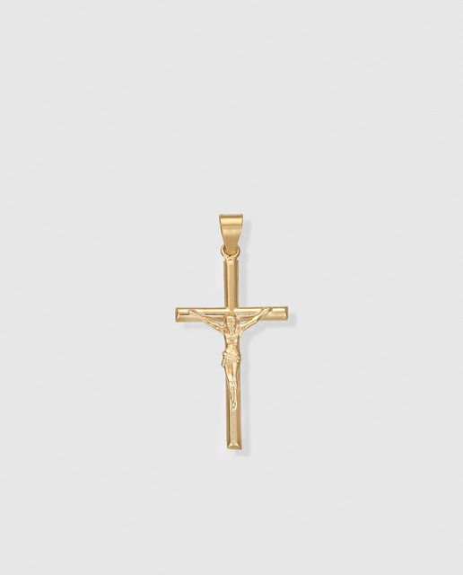 10k Yellow with White Rhodium Two-tone Gold Tiny Diamond-Cut Cross Pendant