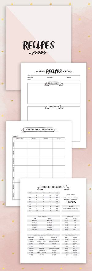 Make your own Recipe Binder Kit. Editable PDF with Recipe Pages, Conversion Chart and Meal plans!