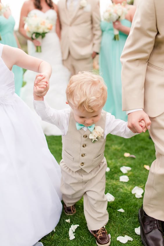ring bearer mint aqua attire summer wedding