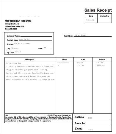 Computer Sales Receipt Template , Free Sales Receipt Template For Small Business , Sales Receipt Template Provides … | Receipt Template, Invoice Template, Templates