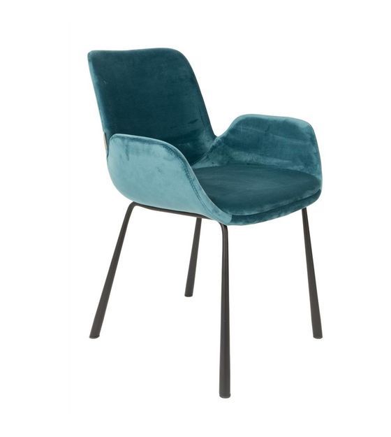 Eetkamerstoel Brit petrol blauw polyester 59x62x79cm Eetkamerstoel Brit petrol blauw polyester 59x62x79cm