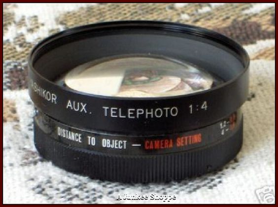 YASHICA YASHIKOR Y506 Auxilliary Telephoto 1:4 Camera Lens 1970's Electro 35 Japan HP 447 http://ajunkeeshoppe.blogspot.com/