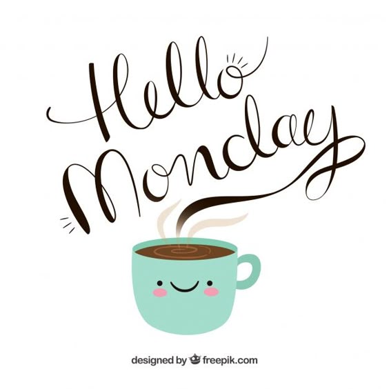 Premium Vector | Hello monday, hand-drawn letters coming out of a cup of coffee