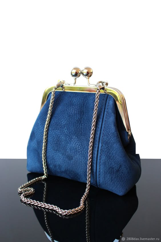 Vintage bag, Vintage, blue suede handbag on the clasp – shop and order online on Livemaster | Dark blue suede purse clasp. <br /> Soft natural…