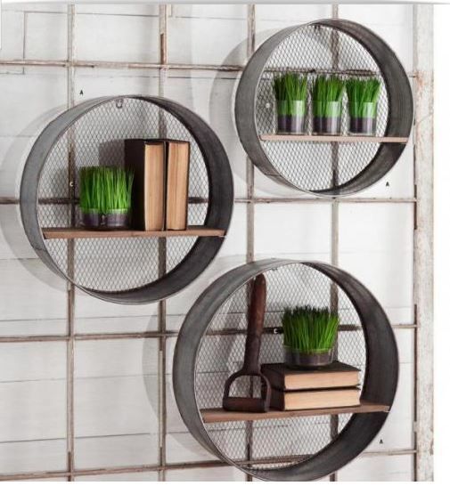 Metal Round Wall Shelf Farmhouse Home Decor Metal Wall Shelves Round Wall Shelves Wall Shelf Decor