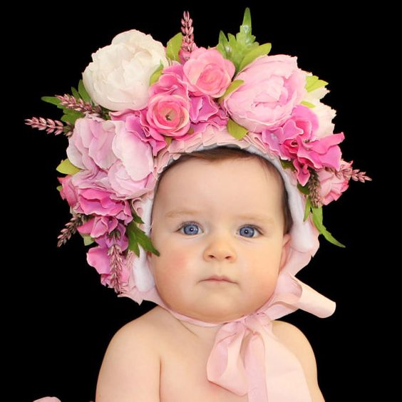 Newborn Photography Props Boys Girls Floral Sitter Hat Baby Photo Props Flowers Bonnet