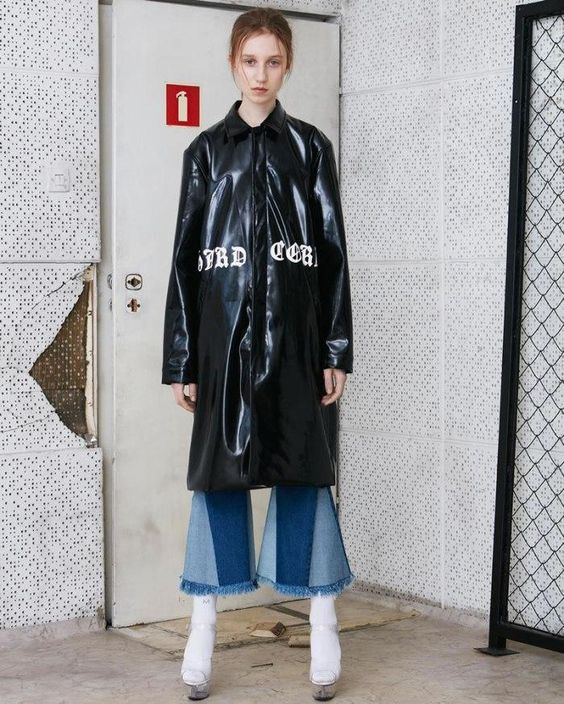 Misbhv Hard Core Black Patent Coat as seen on Rihanna