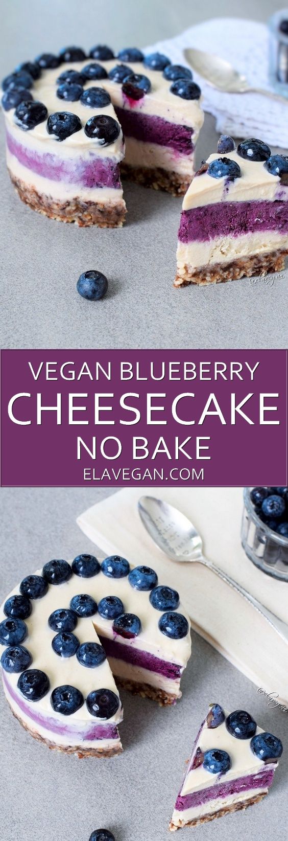 Raw vegan blueberry cheesecake recipe. This mini cake is vegan, gluten free and refined sugar free. It's so creamy that it melts in your mouth