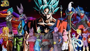 Poster 42x24 cm Dragon Ball Super Goku Super Saiyan God Blue Manga Anime 04