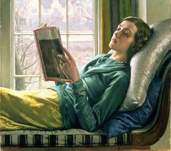 chica leyendo, óleo sobre lienzo de Harold Knight (1874-1961, United Kingdom)