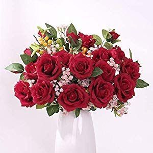 Artificial Fake Silk Rose Flower Bouquet Floral Wedding Party Home Decor