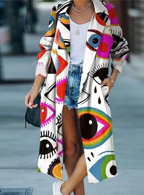 Colorful long coat top