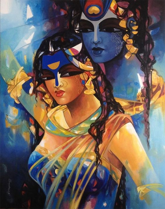 Shiv Parvati In Rhythm Iv by artist Rajeshwar Nyalapalli | ArtZolo.com