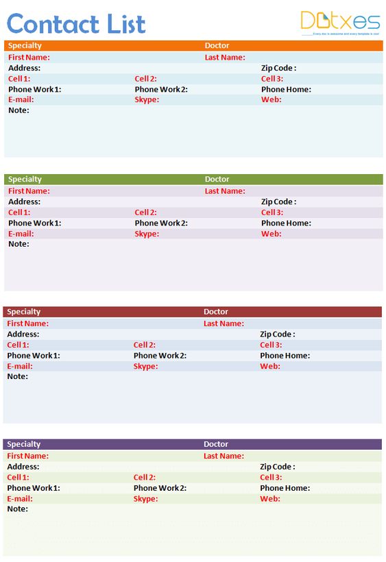 Contact list template for sports team Pinss Pinterest