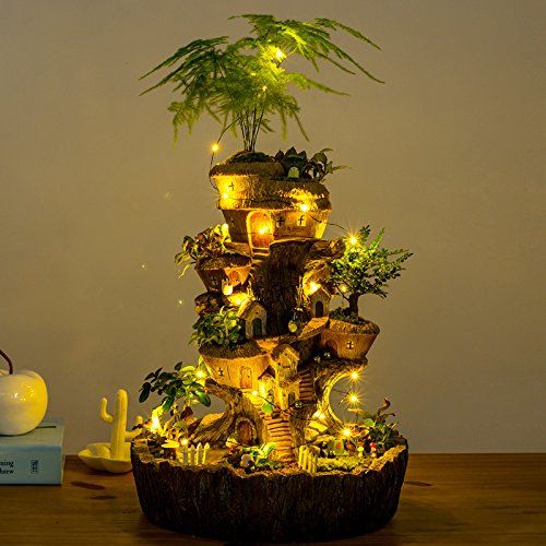 No Plants NCYP 10.5inches Forest Fairy Garden Miniature Stump Sweet House Resin Planter for Succulents Cactus DIY Modern Gardening Treehouse Sculpture Multilayer Decorative Flower Pot No Plants NCYP 10.5inches Forest Fairy Garden Miniature Stump Sweet House Resin Planter for Succulents Cactus DIY Modern Gardening Treehouse Sculpture Multilayer Decorative Flower Pot