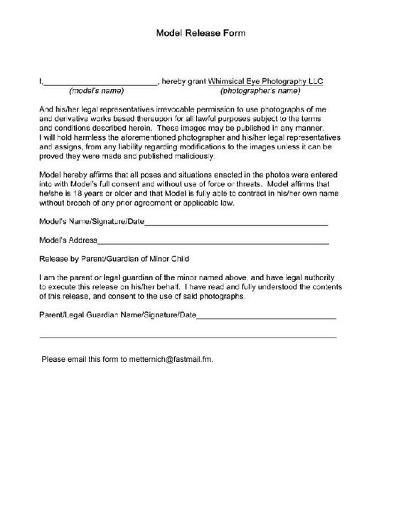 Release form Photography Pinterest Photography - parental release form Release form Photography Pinterest Photography - parental release form