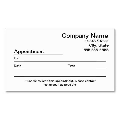 appointment cards template