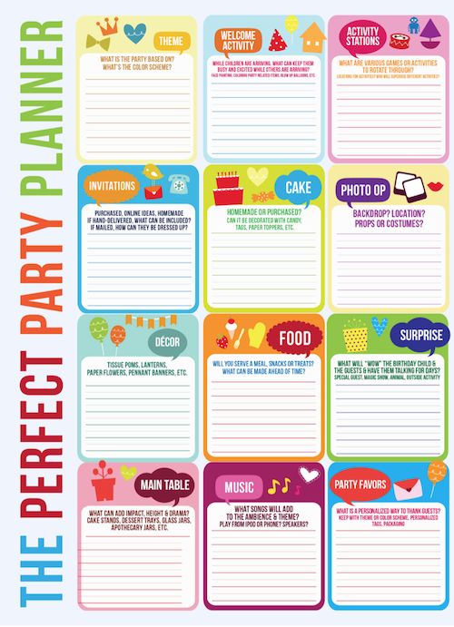 birthday party planning worksheet
