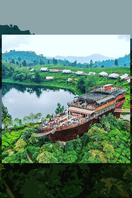 objek wisata rumah kapal di Kebun Teh Rancabali