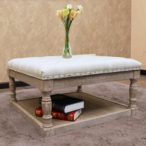 Macsen Shelved Tufted Cocktail Ottoman Furniture Coffee Table - Whitewash Coffee Table Ottoman Macsen Shelved Tufted Cocktail Ottoman Furniture Coffee Table - Whitewash Coffee Table Ottoman