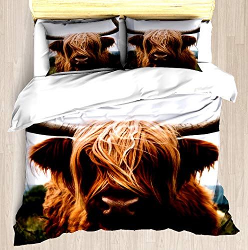 Kangsea Scottish Highland Cattle In Scotland Portrait Ii Duvet Cover Set Unique Printed Exclusive Designe Covers Twin Bed Pattern Comforters - Highland Cow Bedding Set Kangsea Scottish Highland Cattle In Scotland Portrait Ii Duvet Cover Set Unique Printed Exclusive Designe Covers Twin Bed Pattern Comforters - Highland Cow Bedding Set