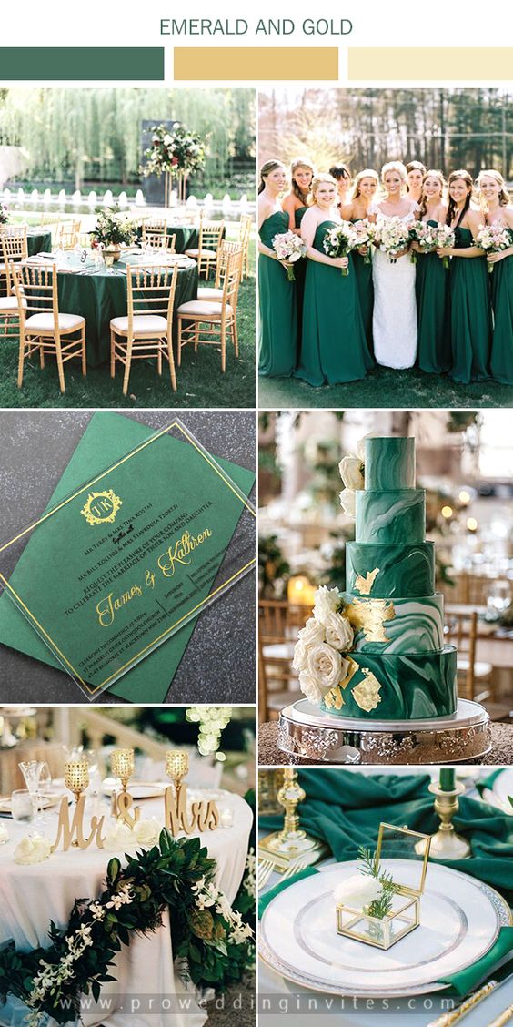 The Best Gold Wedding Colors Combos for 2021: Gold + Emerald Green