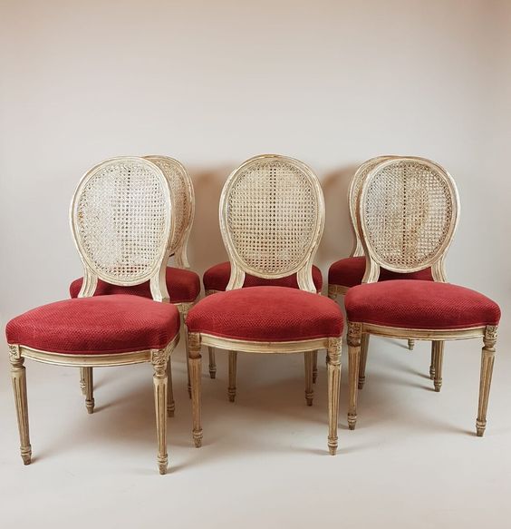 Set of 6 Louis XVI style chairs with caned backs. - Chairs - Seating - Galerie Des Minimes