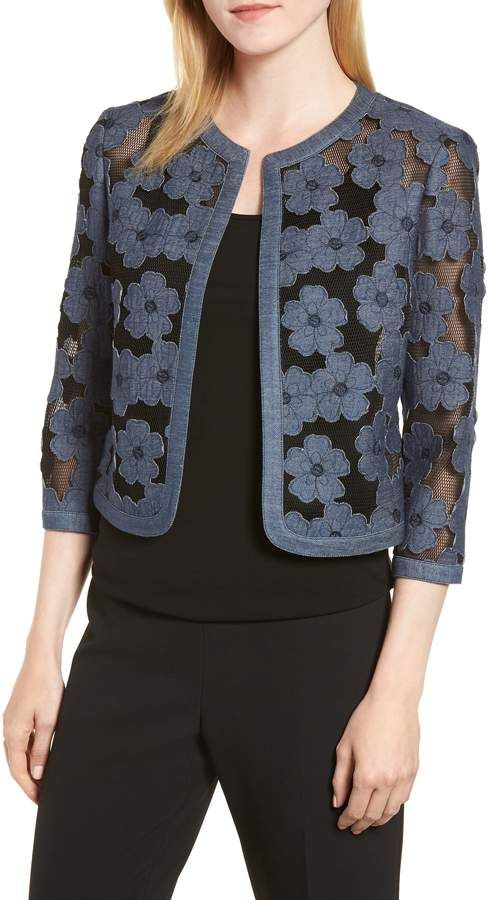 Anne Klein Floral Embroidered Mesh Cardigan | Sweaters women Anne Klein Floral Embroidered Mesh Cardigan | Sweaters women
