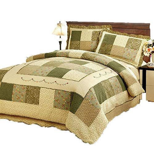 Homedeluxe Little Fl Green 3 Piece Patchwork Bedspread Quilt Sets 100 Cotton Queen Size Best Qui Bed Spreads - What Size Is A Queen Bedspread Homedeluxe Little Fl Green 3 Piece Patchwork Bedspread Quilt Sets 100 Cotton Queen Size Best Qui Bed Spreads - What Size Is A Queen Bedspread