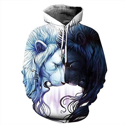 ZXTXGG Männer 3D Hoodies Schwarzer und weißer doppelter schwarzer hoodie mit weissem muster