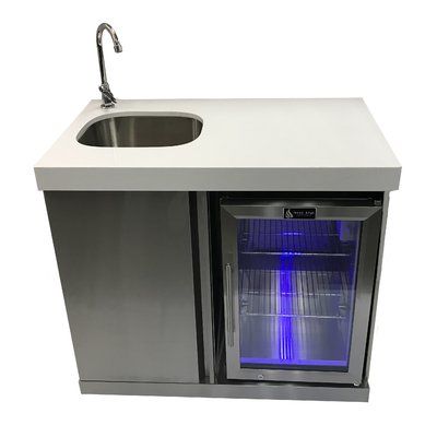 Mont Alpi Outdoor Bar Center With Sink And Fridge Wall Finish Stainless Steel Kitchen Refrigerator Mont Alpi Outdoor Bar Center With Sink, Outdoor Bar Sink