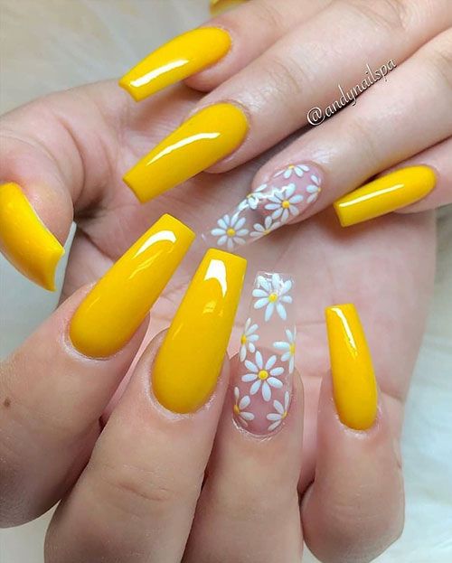 Pinterest Emmcornett Sunflower Nails Yellow Nails Fake Nails