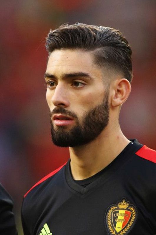 Yannick Carrasco Of Belgium Stands For The National Anthem Prior To The International Friendly Match Soccer Hairstyles Mens Haircuts Short Beard Styles For Men
